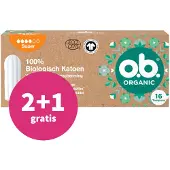 O.B. 2+1 gratis: o.b. Organic Cotton Super 16 stuks