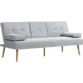 HOMCOM Driezits slaapbank linnen lichtgrijs 181 x 77 x 72cm