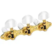 Schaller 1033056331 Houser Stemmechanieken Goud met Witte Acryl Knoppen en Witte Snaarrollen