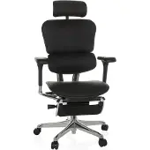 Hjh OFFICE Bureaustoel / Directiestoel ERGOHUMAN PLUS LEGPRO GEN2 Leder met beensteun mesh zwart