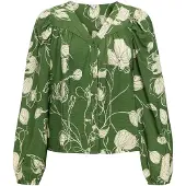 Object Blouse 'OBJJacira' crème / olijfgroen