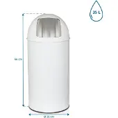 Hjh OFFICE PUSH 35L - Prullenbak Wit