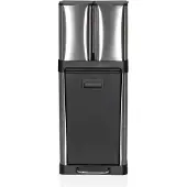 Hjh OFFICE Afvalbak/afvalscheidingssysteem CLEAN 3 32 l (6 l x 2 + 20 l) staal satijn zilver