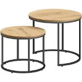 Leobert Ronde salontafel 2 stuks - eiken / zwarte poten