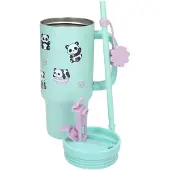PENFection - To Go Cup With Straw - PANDA - Turquoise - 470 ml
