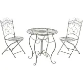 CLP Set van metalen stoelen en een tafel, model Indra (SET 2 + 1) - Groen, antiekstijl
