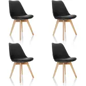 Hjh OFFICE SCANDI 4 stuks per pakket - Vergaderstoel / bezoekerstoel Zwart