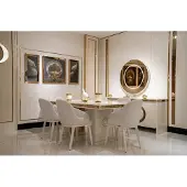 AEA Elegantes Esszimmer-Set in Beige mit Holz Tisch und Stühlen