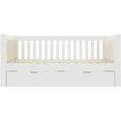MODFU Bedbank 90x200 cm – Met uitschuifbed & rugleuning – Ruimtebesparend – Grenenhout – Wit