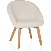Hjh LIVING Bezoekersstoel / eetkamerstoel SCANDI TED stof wit