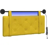 vidaXL Hangend hoofdbord Met LED-verlichting Geel Fluweel