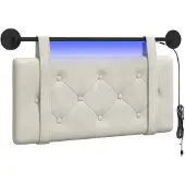 vidaXL Hangend hoofdbord Met LED-verlichting Crèmekleurig Fluweel