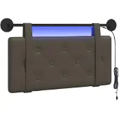 vidaXL Hangend hoofdbord Met LED-verlichting Grijs Kunstleer