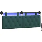 vidaXL Hangend hoofdbord Met LED-verlichting Donkergroen Stof