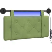 vidaXL Hangend hoofdbord Met LED-verlichting Lichtgroen Fluweel