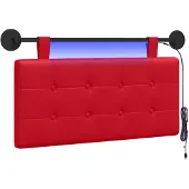 vidaXL Hangend hoofdbord Met LED-verlichting Rood Kunstleer