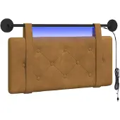 vidaXL Hangend hoofdbord Met LED-verlichting Bruin Fluweel