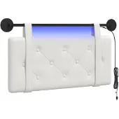 vidaXL Hangend hoofdbord Met LED-verlichting Wit Kunstleer