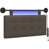 vidaXL Hangend hoofdbord Met LED-verlichting Grijs Kunstleer
