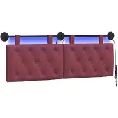 vidaXL Hangend hoofdbord Met LED-verlichting Wijnrood Stof