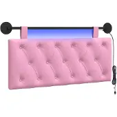 vidaXL Hangend hoofdbord Met LED-verlichting Roze Stof