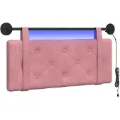vidaXL Hangend hoofdbord Met LED-verlichting Roze Fluweel