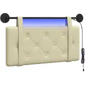 vidaXL Hangend hoofdbord Met LED-verlichting Crèmekleurig Kunstleer