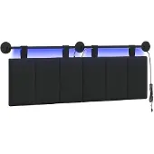 vidaXL Hangend hoofdbord Met LED-verlichting Zwart Stof