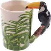 Puckator Mok met toekan handvat – Aardewerk beker – 13 x 8 x 13 cm