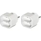 Hama 00223211, Interne stekkerdoos, Rechte uitvoering, Wit, 2 stopcontacten, 2 stuks, 230 mm