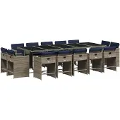 vidaXL 15-delige tuinset met kussens, grijs polyrotan