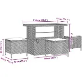vidaXL Tuinbank Set 9 st 8-zits Zwart Poly rattan