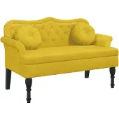 vidaXL Bankje met kussens 120,5x65x75 cm fluweel geel