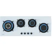 Klarstein Goldflame 4 Slim gaskookplaat, 4 messing branders, 3,4 kW, 2,4 kW, 1,8 kW, 1 kW, SnapJet-ontsteking, vlamuitvalbeveiliging, vloeibaar en aardgas, wit, incl. slang en drukregelaar