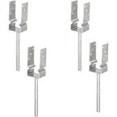 Alberts 4 x U-paaldrager voor inbetonneren, Riffelstahl-betonanker, 71x71 mm, thermisch verzinkt