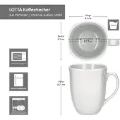 MamboCat Set van 6 LOTTA koffiemokken wit porselein 300ml