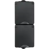 ION Industries Opbouw Stopcontact 2-voudig | Verticaal | IP55 | Zwart