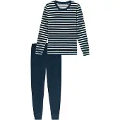 Schiesser Pyjama 'Casual Essentials' donkerblauw / wit
