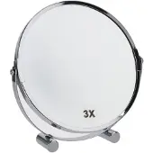Gerimport Opmaakspiegel 18cm Glas/Staal Zilver 3x Vergrotend - Make up - Spiegel - Vergrotend - Badkamer - Toilet - Cosmeticaspiegel