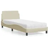 vidaXL Bed met matras "Dover" stof crèmekleurig 80x200 cm
