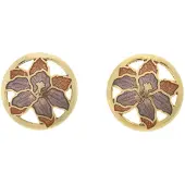Behave - Oorclips dames - bloemmotief - bruin - 1,5 cm - vintage
