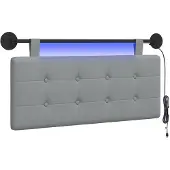 vidaXL Hangend hoofdbord Met LED-verlichting Lichtgrijs Stof