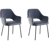 DOMUS Britney-Eetkamerstoel - Set van 2 - Grijs Fluweel