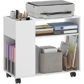 HOMCOM Printerstandaard, printertafel met compartiment en opbergruimte, wit
