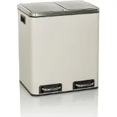 Hjh OFFICE Afvalbak / afvalscheidingssysteem Clean 9 - 30L (2x15L) staal beige
