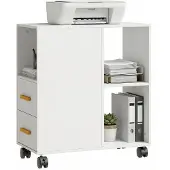 HOMCOM Mobiele bijzettafel-Spaanplaat-60L x 30B x 65H cm-Wit