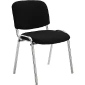 CLP Bezoekersstoel Ken, chroom, stof met stevig metalen frame en beklede rugleuning, zwart