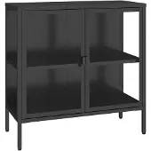 En.casa Vitrinekast Borshavisa staal 80x80x35 cm zwart []