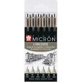 Taidepiste Pigma Micron Fineliners - Set van 6 - 8 puntdiktes - Zwart
