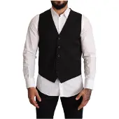 Dolce&Gabbana Mannen Zwart Wollen Formele Waistcoat Jurk